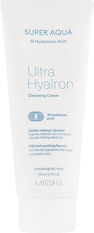 Oczyszczający krem do twarzy z kwasem hialuronowym - Missha Super Aqua Ultra Hyalron Cleansing Cream