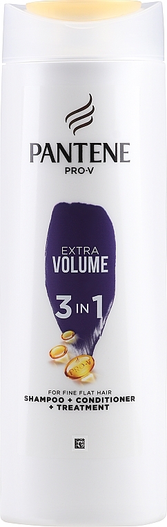 Szampon, odżywka i kuracja 3 w 1 do włosów cienkich i pozbawionych objętości Większa objętość - Pantene Pro-V 3in1 Extra Volume Shampoo — Zdjęcie N3