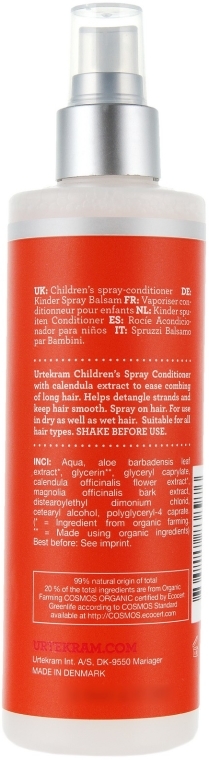 Delikatny spray-odżywka do włosów dla dzieci z nagietkiem - Urtekram Children Calendula Spray Conditioner — Zdjęcie N2