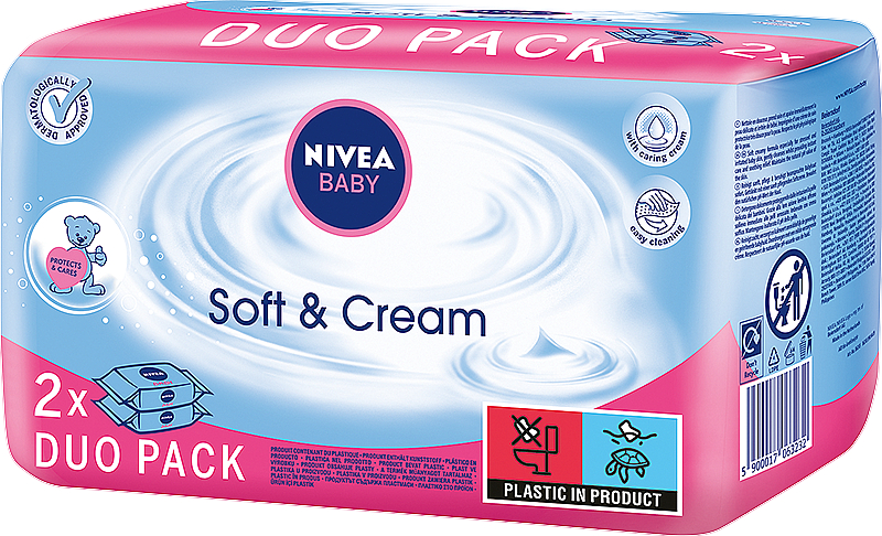 Chusteczki pielęgnacyjne dla dzieci Duo Pack 2x63 szt - NIVEA BABY Soft & Cream — Zdjęcie N2