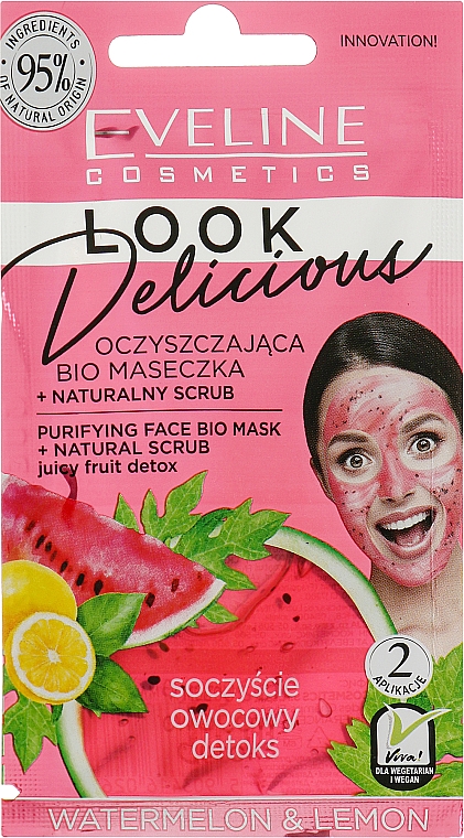 Oczyszczająca maseczka do twarzy z naturalnym peelingiem - Eveline Cosmetics Look Delicious