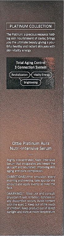 Platynowe serum przeciwstarzeniowe do twarzy - Ottie Platinum Aura Vital Nutri-Intensive Serum — Zdjęcie N3