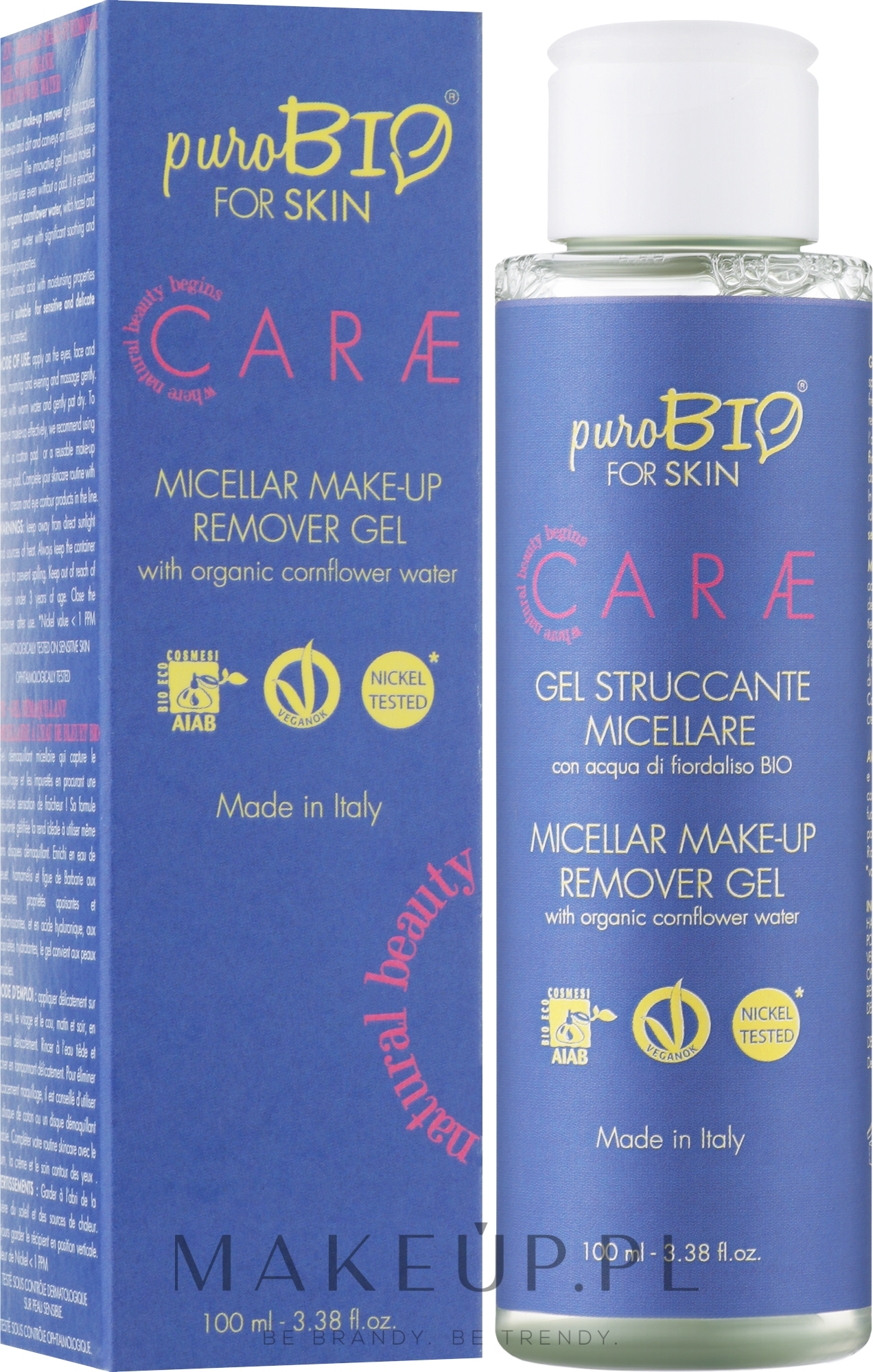 Micelarny żel z chabrową wodą - PuroBio Cosmetics Micellar Make-Up Remover Gel — Zdjęcie 100 ml