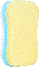 Gąbka do masażu ciała, żółto-niebieska - Sanel Fit Kosc — Zdjęcie N1