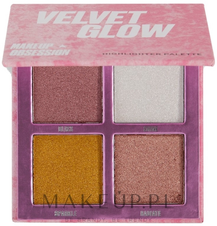 paletka rozświetlaczy do twarzy - Makeup Obsession Velvet Glow Highlighter Palette — Zdjęcie 4 x 1.1 g