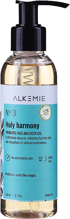 Prebiotyczny żel do mycia twarzy i ciała - Alkmie Holy Harmony Probiotic Face and Body Gel — Zdjęcie N2