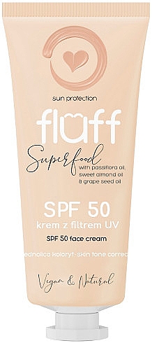 Krem z filtrem UV wyrównujący koloryt cery - Fluff Super Food Face Cream SPF50 — Zdjęcie N1