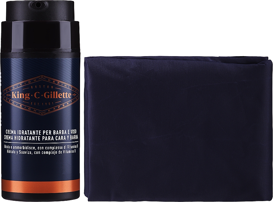 Zestaw - Gillette King C. Gillette Perfect Stubble Kit (moisturizer/100ml + trimmer/1pc + towel/1pc)  — Zdjęcie N3