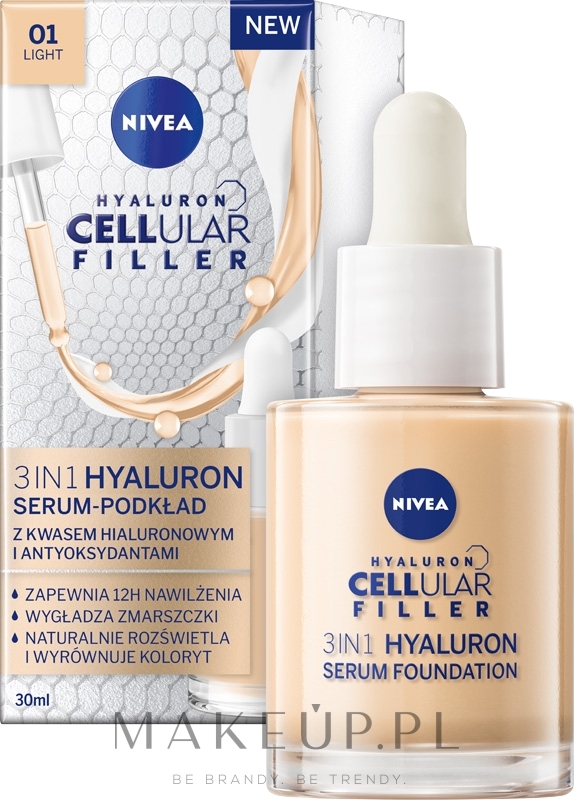 NIVEA Hyaluron Cellular Filler 3in1 - Serum-podkład do twarzy — Zdjęcie 01 - Light