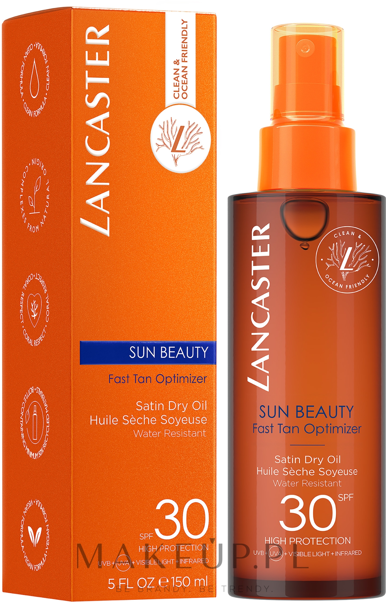 Wodoodporny olejek do opalania SPF 30 - Lancaster Sun Beauty Satin Sheen Oil — Zdjęcie 150 ml