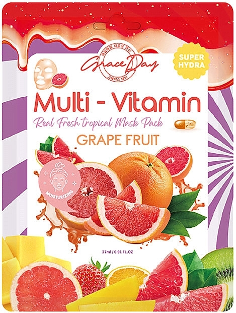 Maska w płachcie z ekstraktem z grejpfruta - Grace Day Multi-Vitamin Grape Fruit Mask Pack — Zdjęcie N1