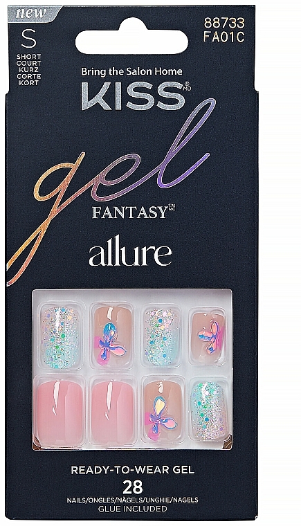 Zestaw sztucznych paznokci z klejem, średniej długości - Kiss Gel Fantasy Allure — Zdjęcie N2
