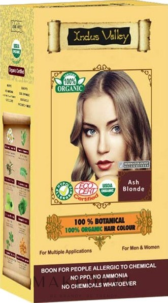 Organiczna farba do włosów z henną - Indus Valley 100% Botanical Hair Colour — Zdjęcie Ash Blonde