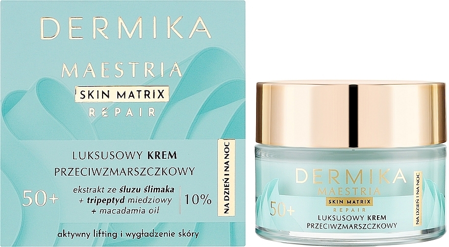 Luksusowy krem przeciwzmarszczkowy 50+ na dzień i na noc dla skóry dojrzałej i wrażliwej - Dermika Maestria Skin Matrix  — Zdjęcie N2