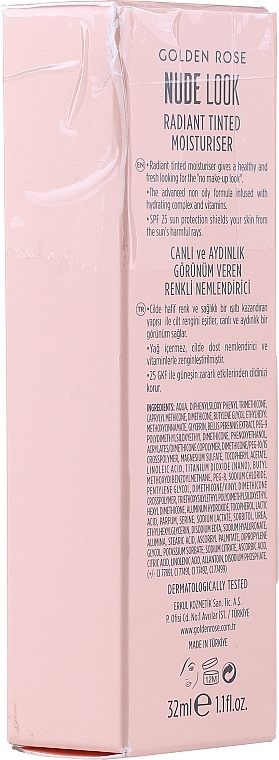 PRZECENA! Rozświetlający podkład nawilżający do twarzy SPF 25 - Golden Rose Nude Look Radiant Tinted Moisturiser * — Zdjęcie N2