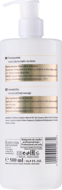 Luksusowa oliwka do masażu ciała - Bielenda Professional Body Program Luxury Olive For Body Massage — Zdjęcie N2