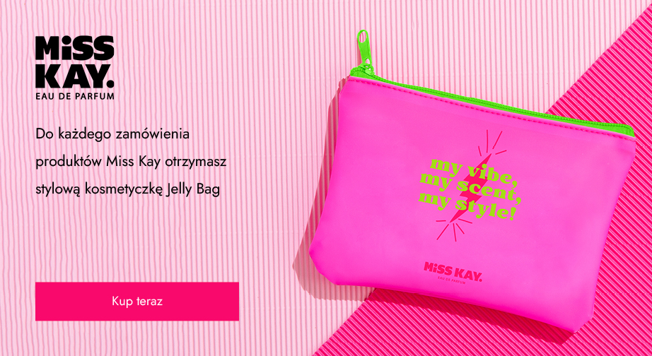 Do każdego zamówienia produktów Miss Kay otrzymasz stylową kosmetyczkę Jelly Bag.