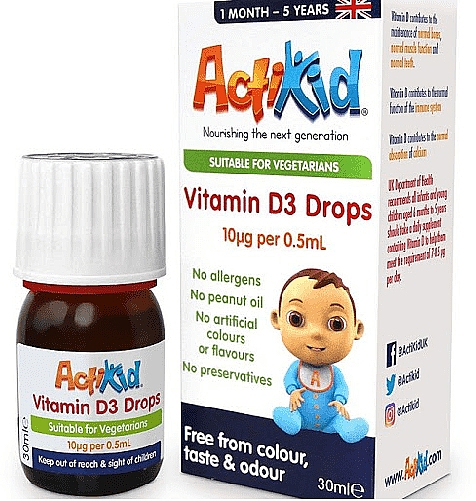 Krople z witaminą D3 - ActiKid Vitamin D3 Drops — Zdjęcie N1