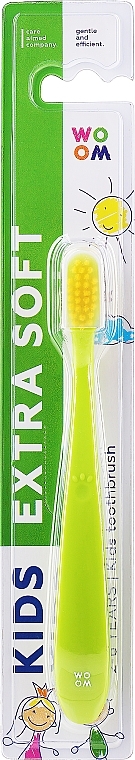 Szczoteczka do zębów dla dzieci 2-6 lat, bardzo miękka, jasnozielona - Woom Kids Extra Soft Toothbrush 2-6  — Zdjęcie N1