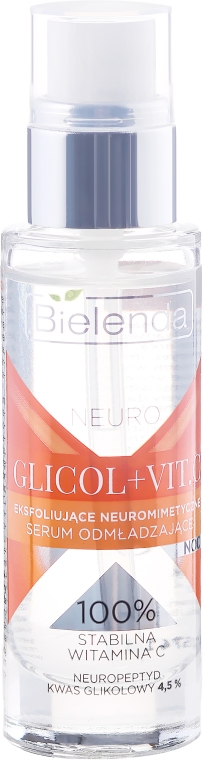 Eksfoliujące neuromimetyczne serum odmładzające na noc - Bielenda Neuro Glicol + Vit. C — Zdjęcie N2