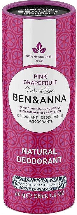 Naturalny dezodorant na bazie sody Pink Grapefruit (karton) - Ben & Anna Natural Care Pink Grapefruit Deodorant Paper Tube — Zdjęcie N1