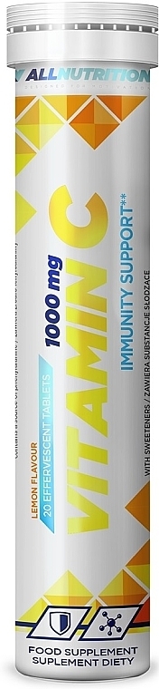 Tabletki musujące z witaminą C o smaku cytrynowym - Allnutrition Vitamin C 1000mg — Zdjęcie N1