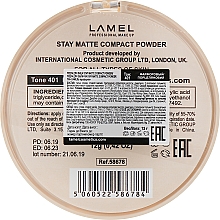 Kompaktowy puder matujący do twarzy - LAMEL Make Up Stay Matte Compact Powder — Zdjęcie N3