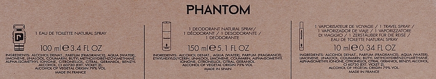 Paco Rabanne Phantom - Zestaw (edt 100 ml + edt 10 ml + deo 150 ml) — Zdjęcie N3