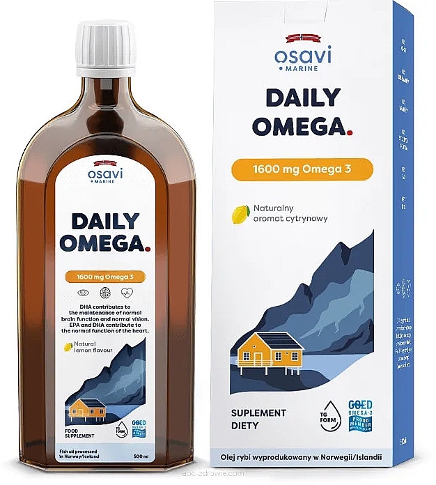 Suplement diety Omega 3, 1600 mg, o smaku cytrynowym - Osavi Daily Omega — Zdjęcie N2