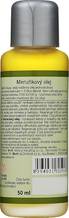 Olej z pestek moreli - Saloos Apricot Oil — Zdjęcie N2