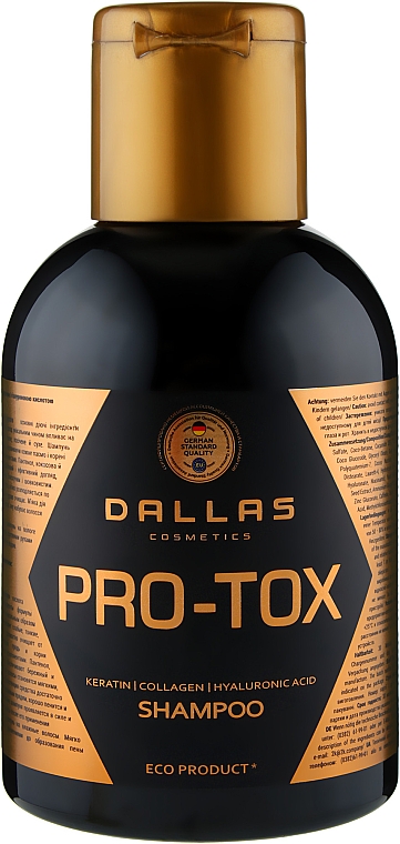 Szampon z keratyną, kolagenem i kwasem hialuronowym, 500 ml - Dalas Cosmetics Pro-Tox Shampoo