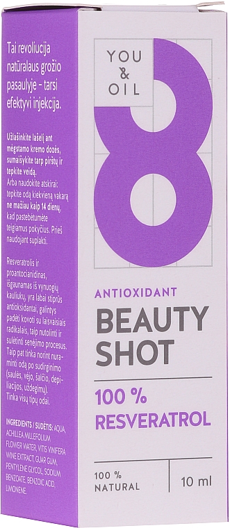 Różane serum witaminowe 3 w 1 do twarzy - You & Oil Serum Facial N8 Antioxidante Natural Vegano Resveratrol Beauty Shot — Zdjęcie N1