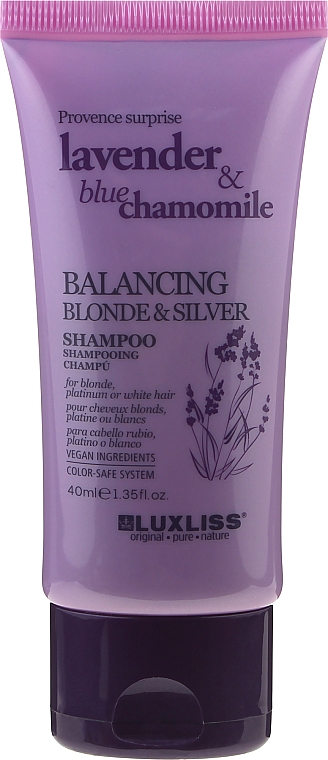 Balansujący szampon do włosów blond, platynowych i siwych Lawenda i rumianek - Luxliss Balancing Blonde & Silver Shampoo