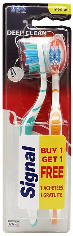 Zestaw szczoteczek do zębów, średnia twardość, turkusowa + pomarańczowa - Signal Deep Clean Medium Toothbrush Pack — Zdjęcie N1