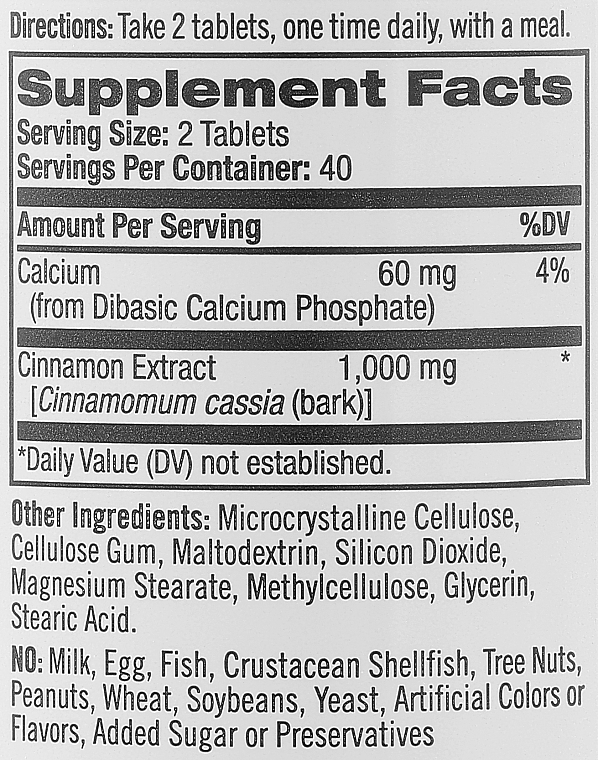 Ekstrakt z cynamonu w tabletkach - Natrol Cinnamon Extract  — Zdjęcie N2