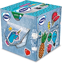 Kup Chusteczki kosmetyczne trójwarstwowe dla dzieci, jeans, 60 szt. - Zewa Kids 3D Box