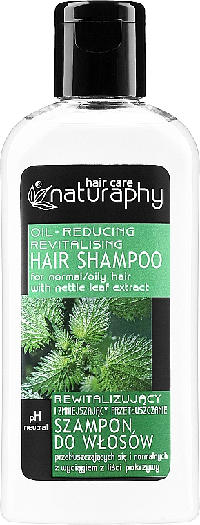 Rewitalizujący i zmniejszający przetłuszczenie szampon do włosów przetłuszczających się i normalnych z wyciągiem z liści pokrzywy - Naturaphy