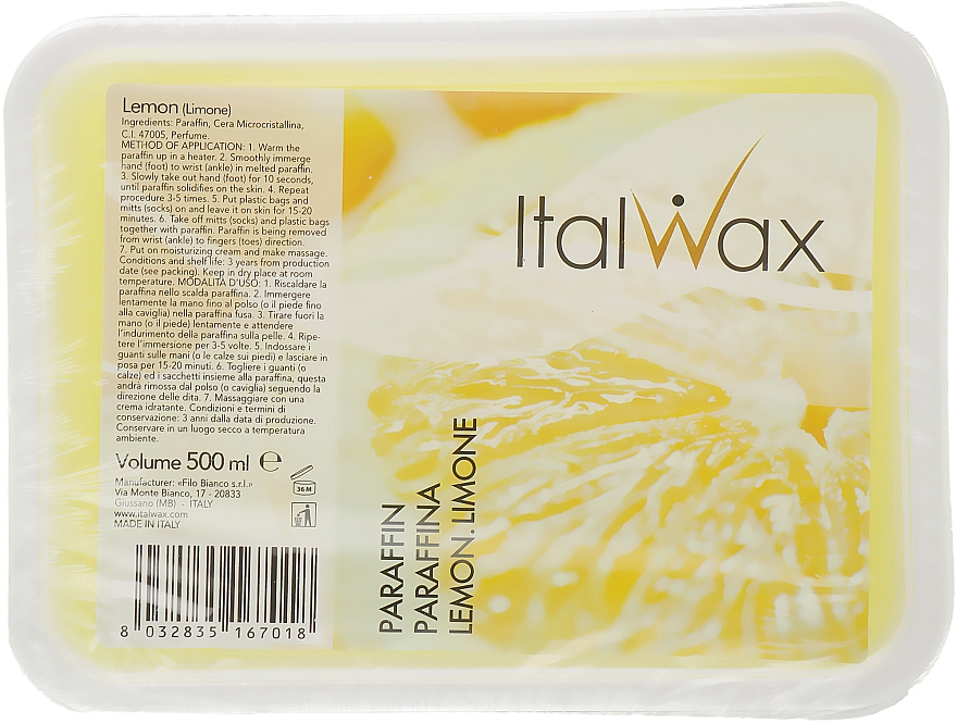 Parafina kosmetyczna cytrynowa - ItalWax Paraffin Lemon — Zdjęcie N1