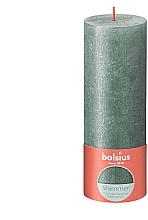 Kup Świeca cylindryczna z połyskiem, 190/68 mm, niebiesko-zielona - Bolsius Shimmer Rustic Candle Oxide Blue