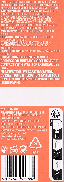 Rozjaśniające serum do twarzy z kapsułkowanym resweratrolem - Revolution Skincare Encapsulated Resveratrol Brighten Serum — Zdjęcie N3