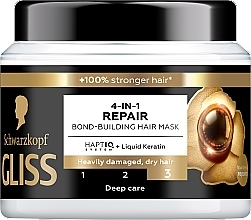 Regenerująca maska ​​do włosów 4 w 1 - Gliss Kur 4 in 1 Ultimate Repair Bond-Building Hair Mask — Zdjęcie N1