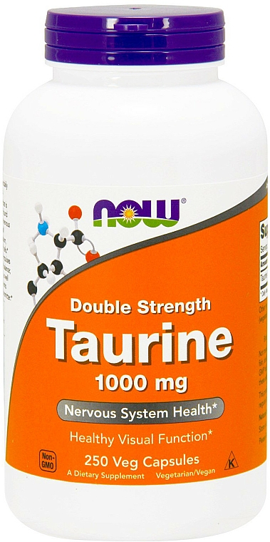 Aminokwas Tauryna, 1000 mg - Now Foods Taurine 1000mg Double Strength Veg Capsules — Zdjęcie N2