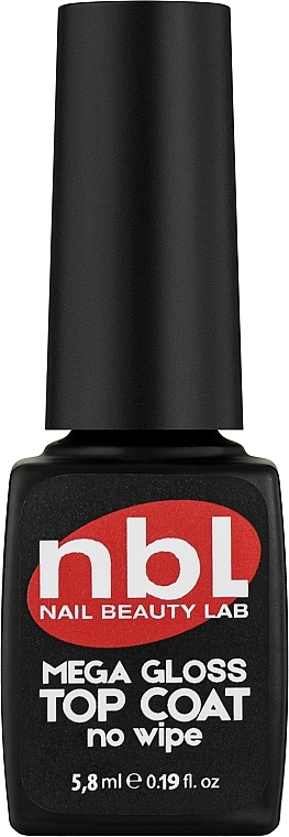 Nielepiący się top coat do paznokci z efektem megapołysku - Jerden NBL Nail Beauty Lab Mega-Gloss Top Coat No Wipe — Zdjęcie N1