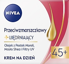 Kup PRZECENA!  Przeciwzmarszczkowy + ujędrniający krem do twarzy na dzień SPF15 45+ - NIVEA Anti-Wrinkle Firming Day Cream *